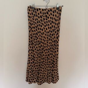 A New Day Brown Cheetah Midi Slip Skirt